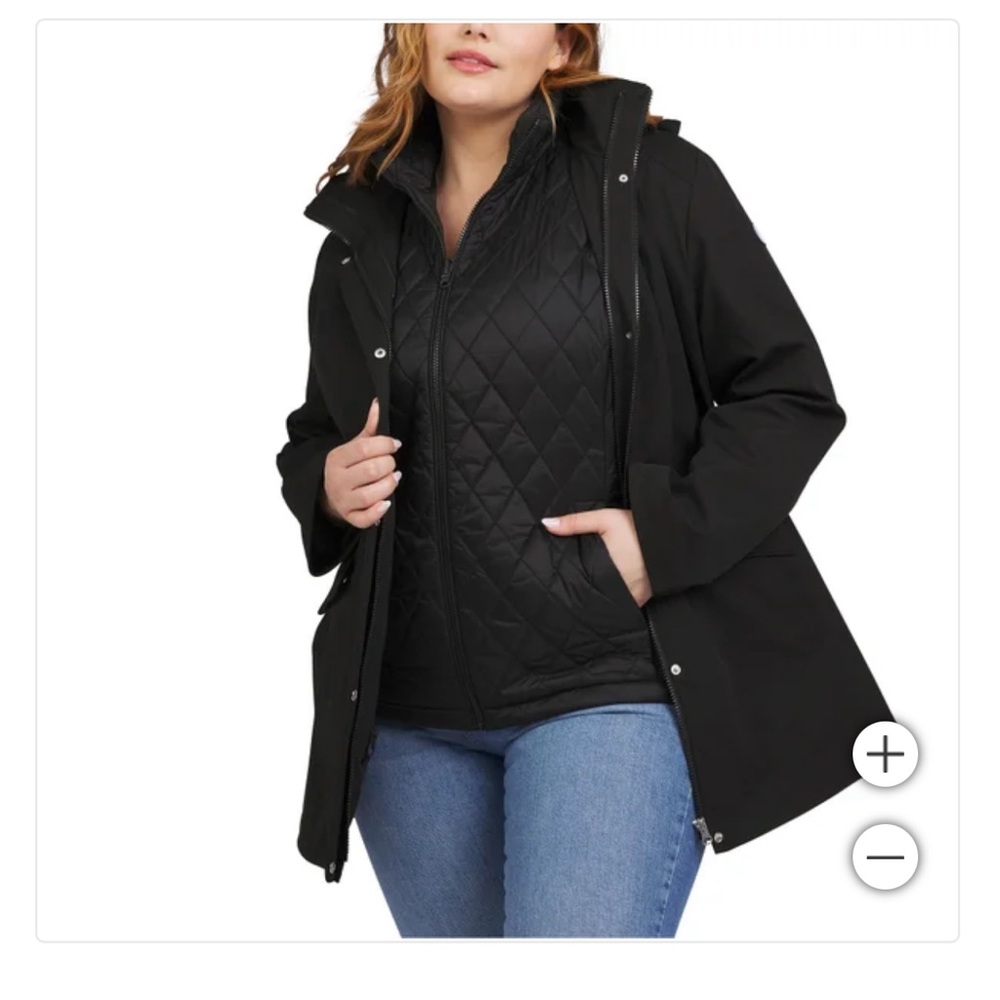 Lands’ End Ladies 3-in-1 Systems Jacket black puffer vest coat waterproof small